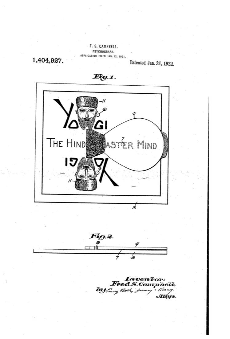 US 1,404,927, Psychograph, sheet 1