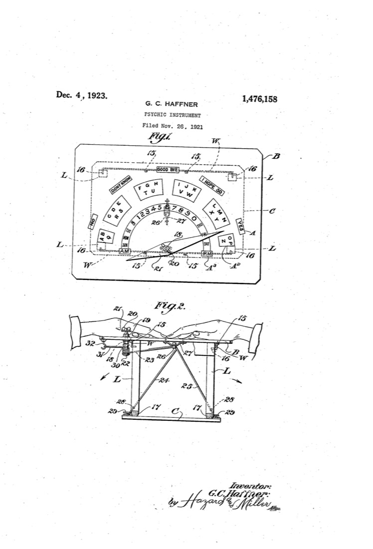 US 1,476,158, Psychic Instrument, sheet 1