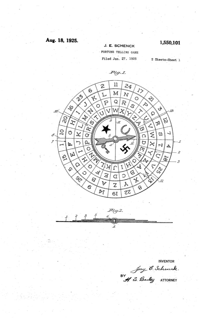 US 1,550,101, Fortune-Telling Game, sheet 1