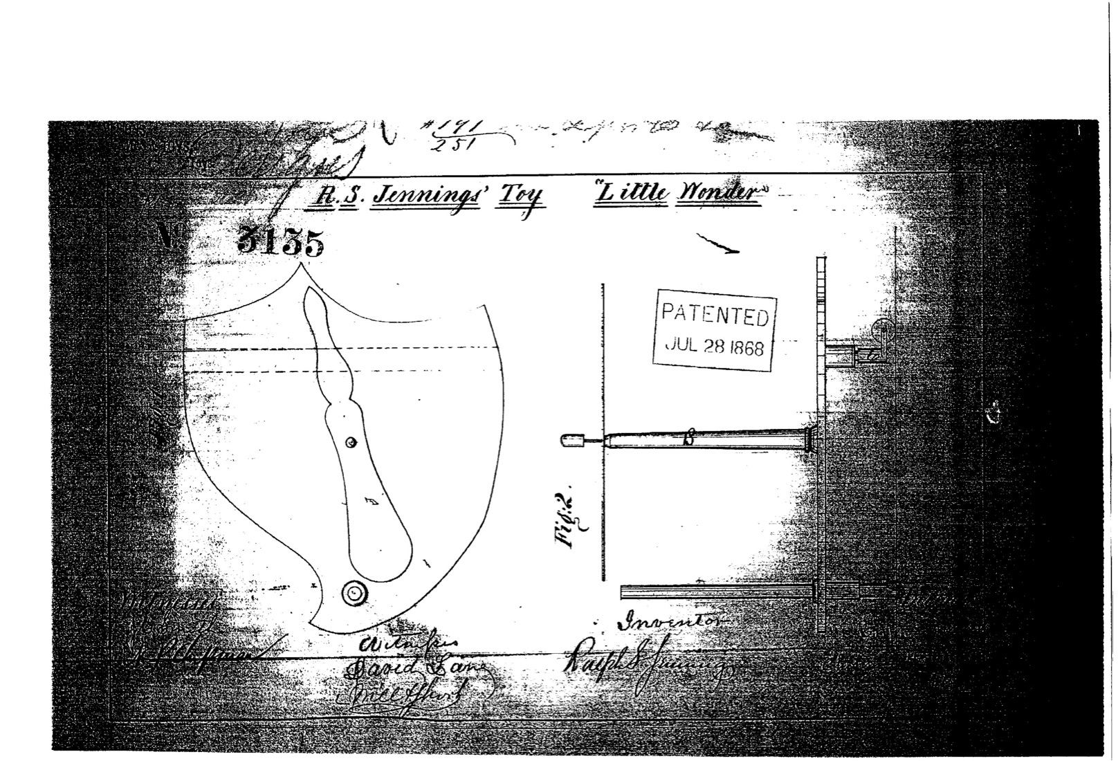 US Design 3,135, Design for a Toy (the Planchette), sheet 1